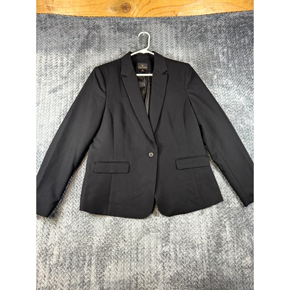 Worthington‎ Blazer Womens 14 Black Stretch Formal Notch Lapel 1 Button Jacket